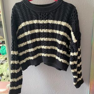 Blue and White Striped Cropped Knit Jessica Simpson Sweater, Size XL